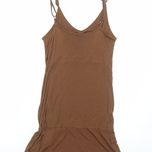 Preworn Womens Brown Viscose Tank Dress Size M V-Neck Pullover - Love Forever