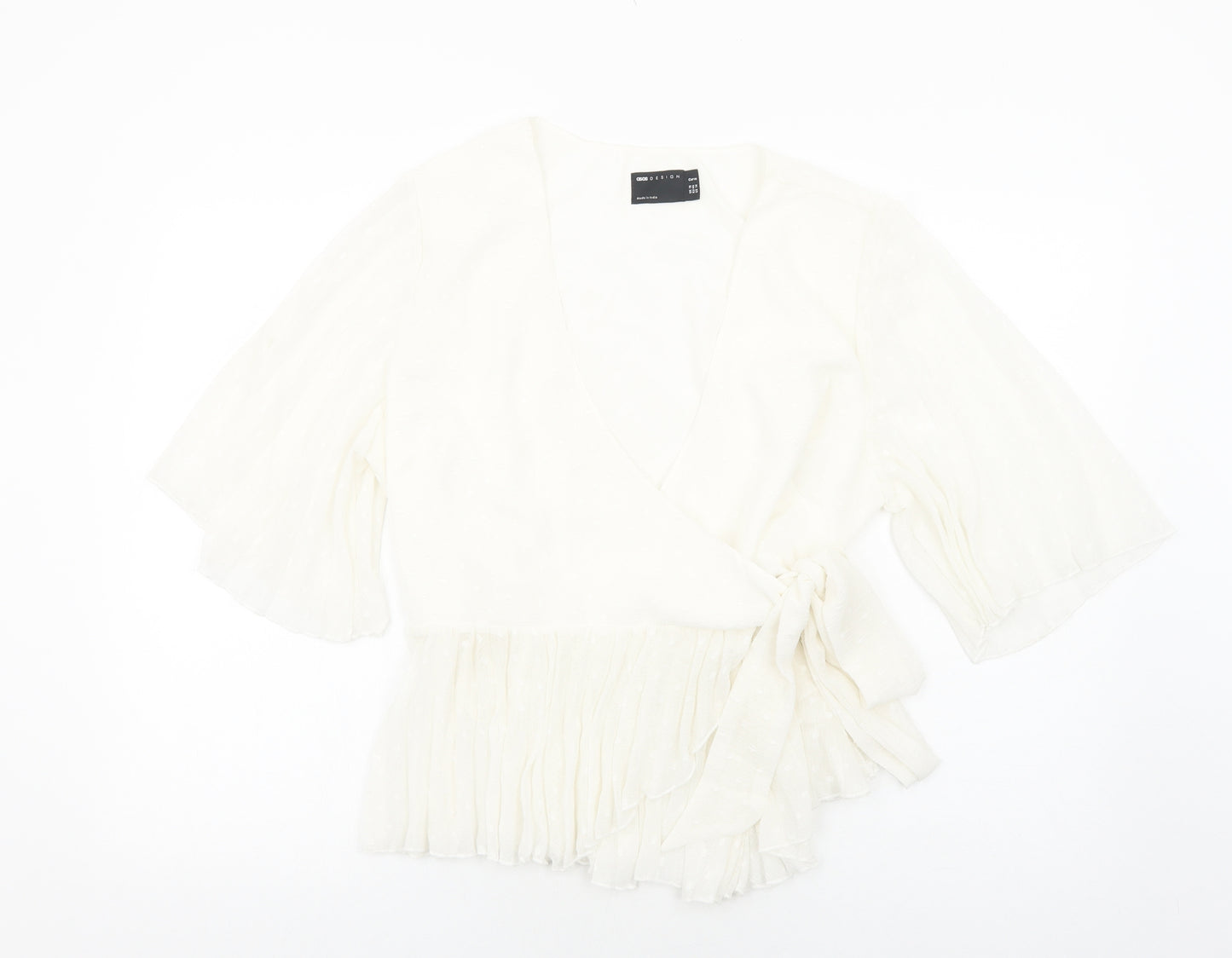 ASOS Womens White Polyester Wrap Blouse Size 18 V-Neck - Peplum