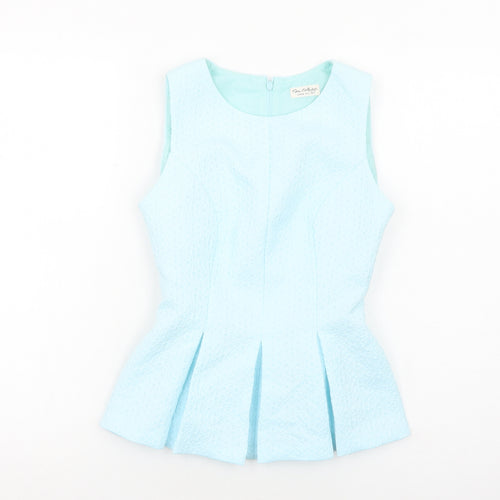 Miss Selfridge Womens Blue Polyester Basic Tank Size 6 Scoop Neck - Peplum