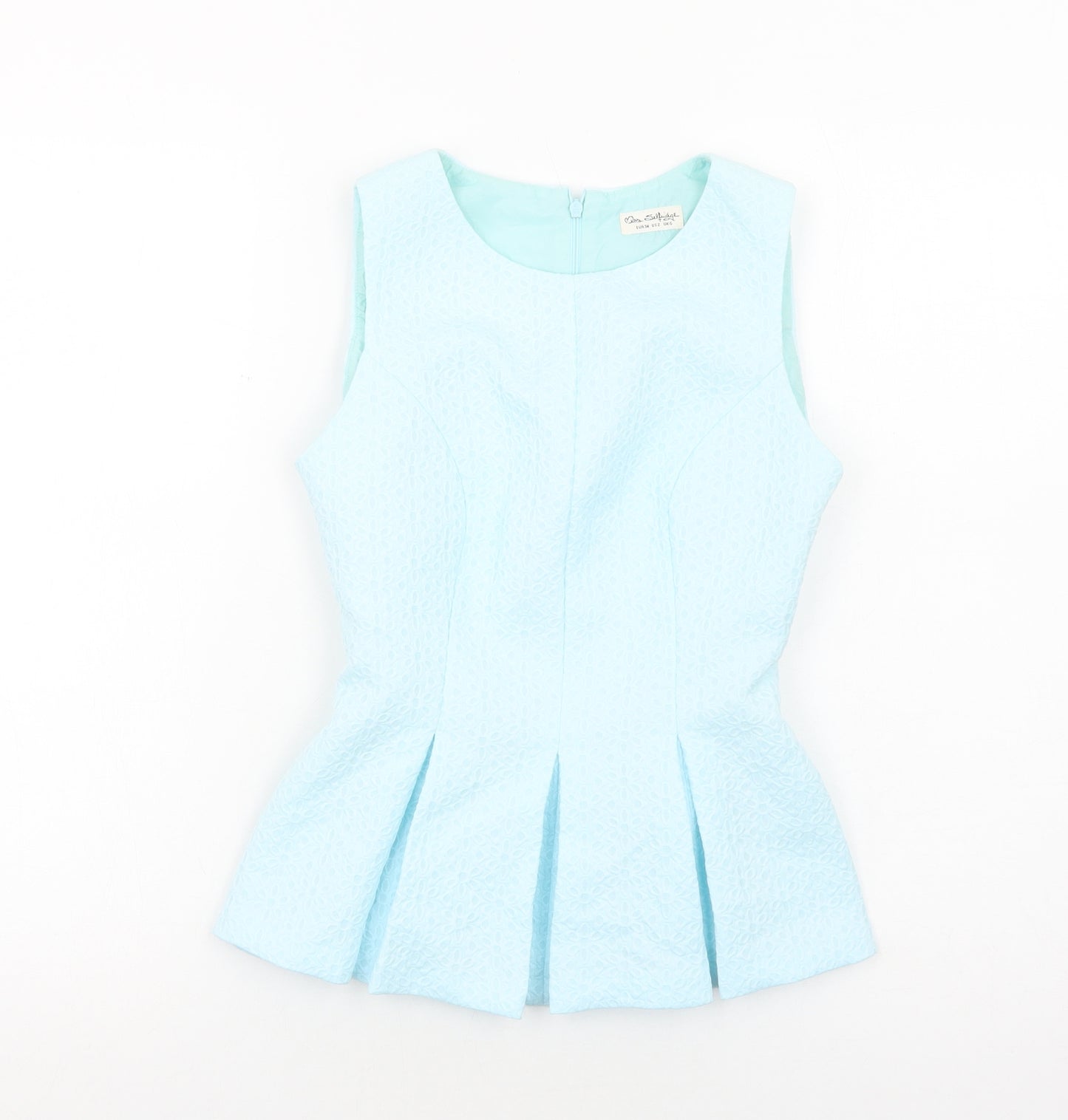 Miss Selfridge Womens Blue Polyester Basic Tank Size 6 Scoop Neck - Peplum