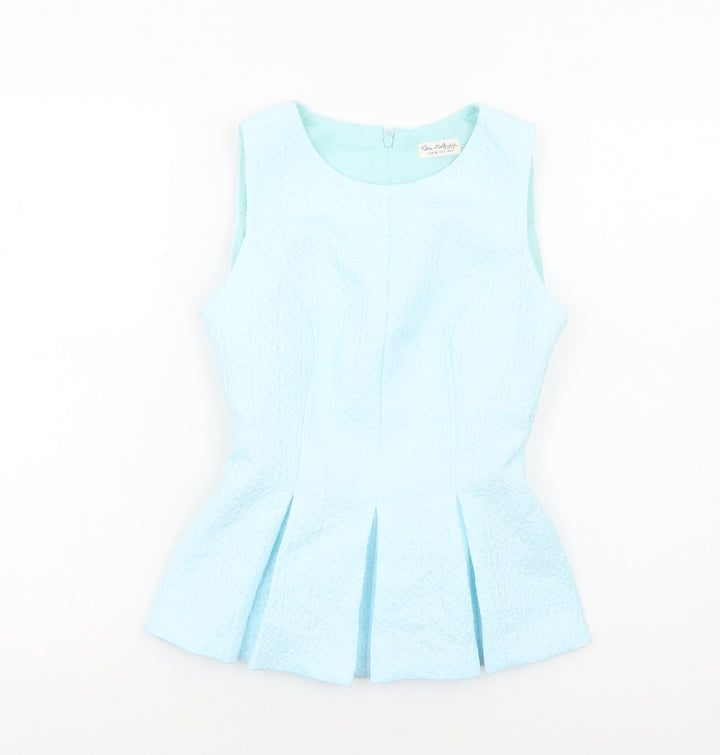 Miss Selfridge Womens Blue Polyester Basic Tank Size 6 Scoop Neck - Peplum