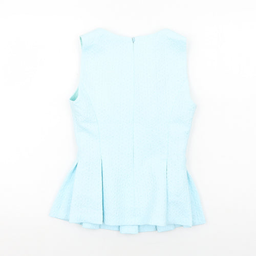 Miss Selfridge Womens Blue Polyester Basic Tank Size 6 Scoop Neck - Peplum