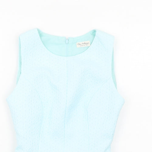 Miss Selfridge Womens Blue Polyester Basic Tank Size 6 Scoop Neck - Peplum