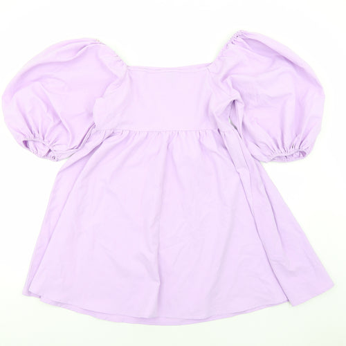 SheIn Womens Purple Polyester A-Line Size L Square Neck Zip