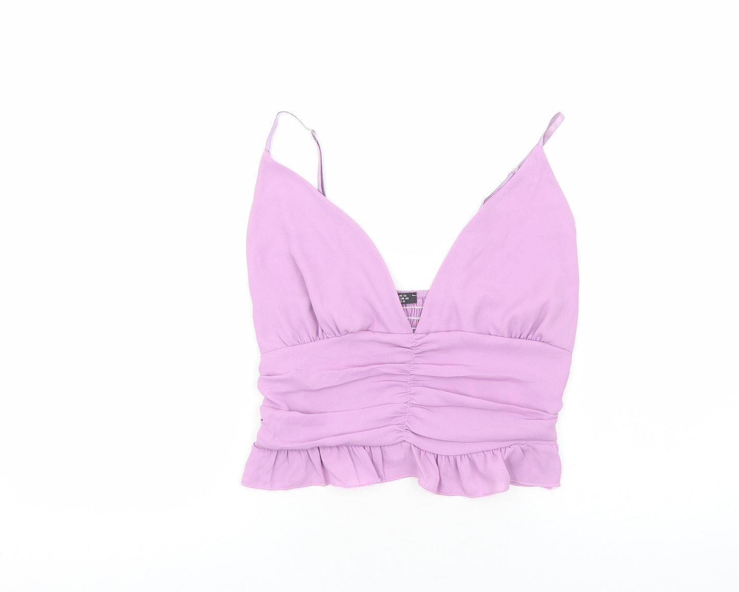 Boohoo Womens Purple Polyester Cropped Tank Size 12 V-Neck - Bralette