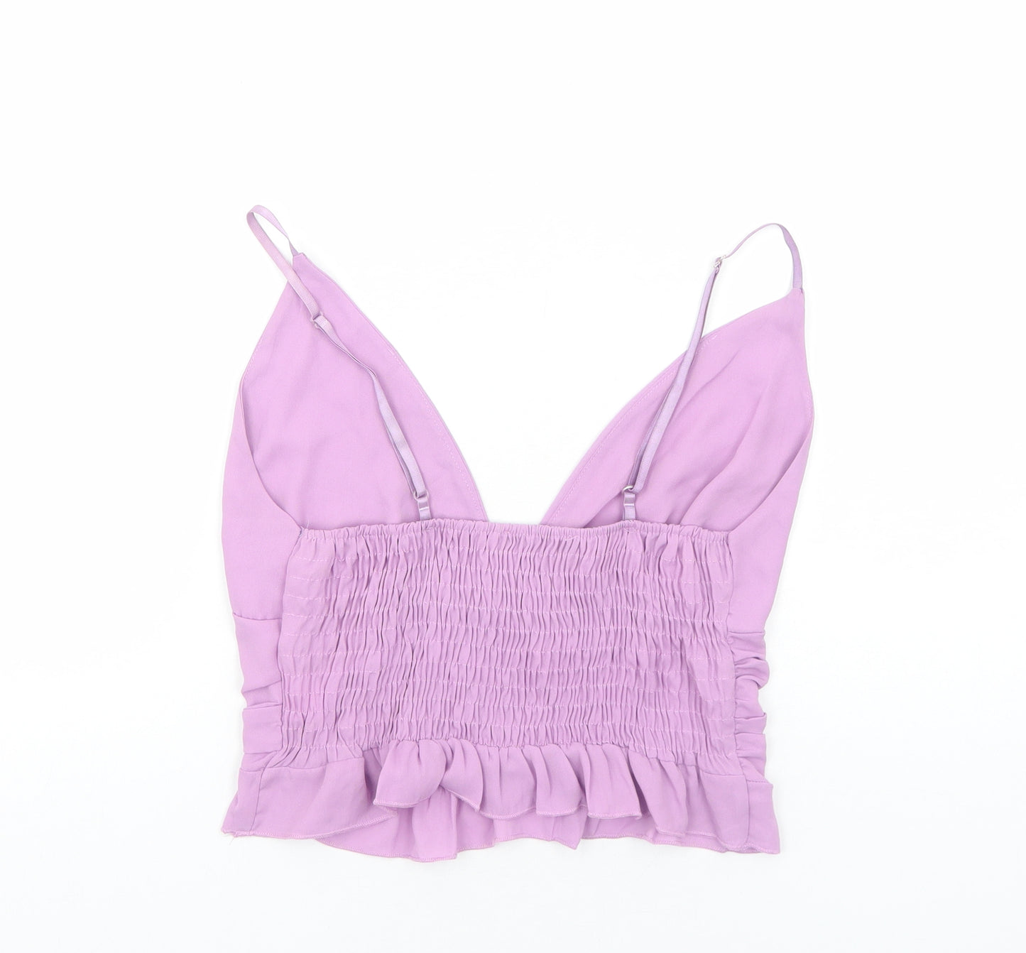 Boohoo Womens Purple Polyester Cropped Tank Size 12 V-Neck - Bralette