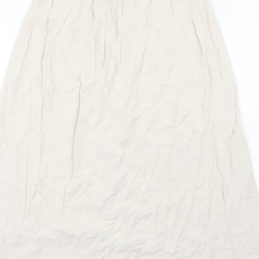 Boohoo Womens Beige Viscose A-Line Skirt Size 12 Button