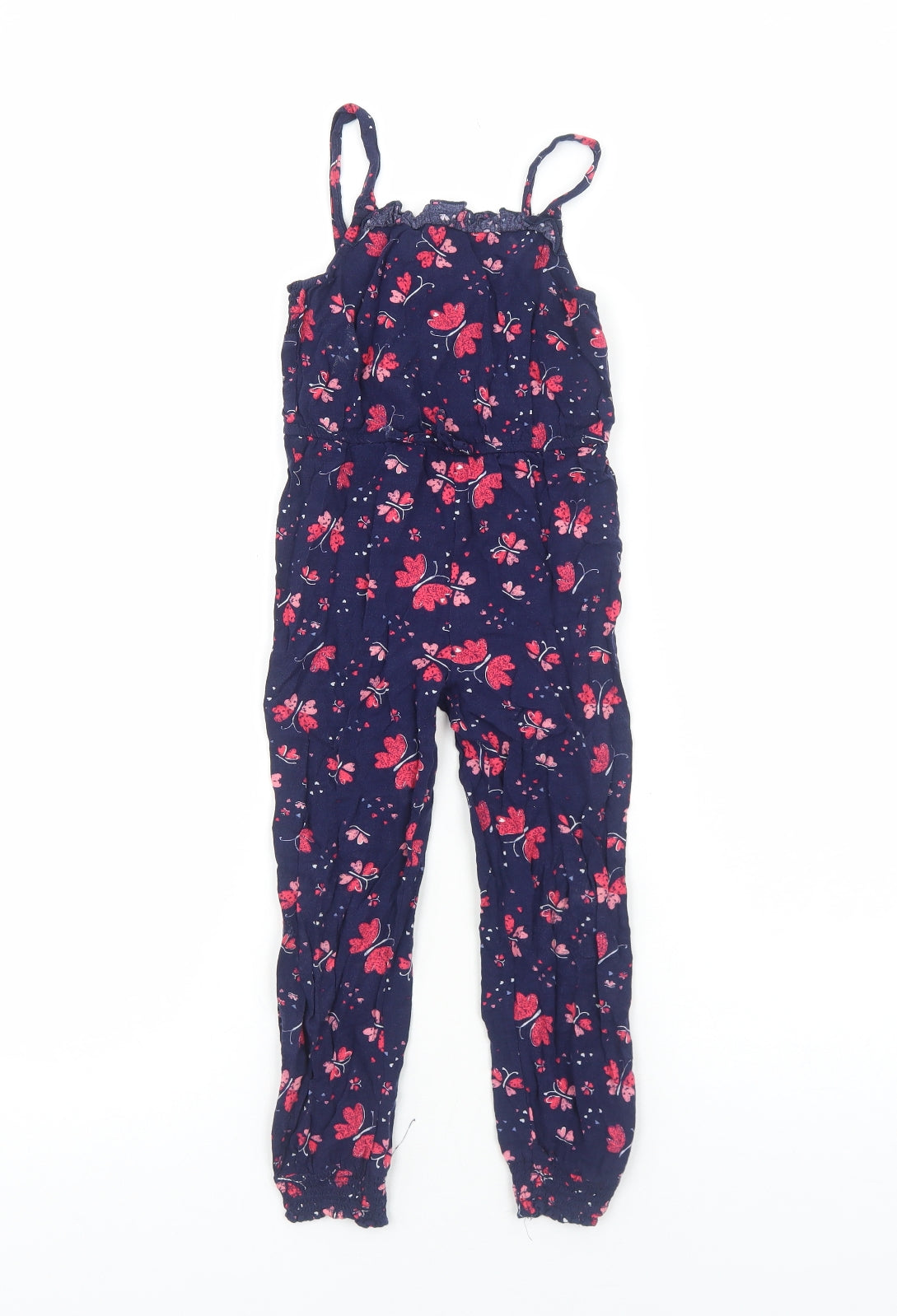 Primark Girls Blue Fair Isle Viscose Jumpsuit One-Piece Size 5-6 Years Pullover