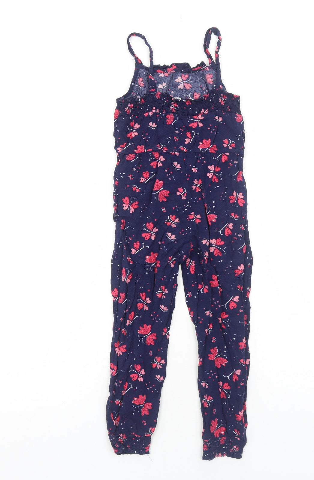 Primark Girls Blue Fair Isle Viscose Jumpsuit One-Piece Size 5-6 Years Pullover