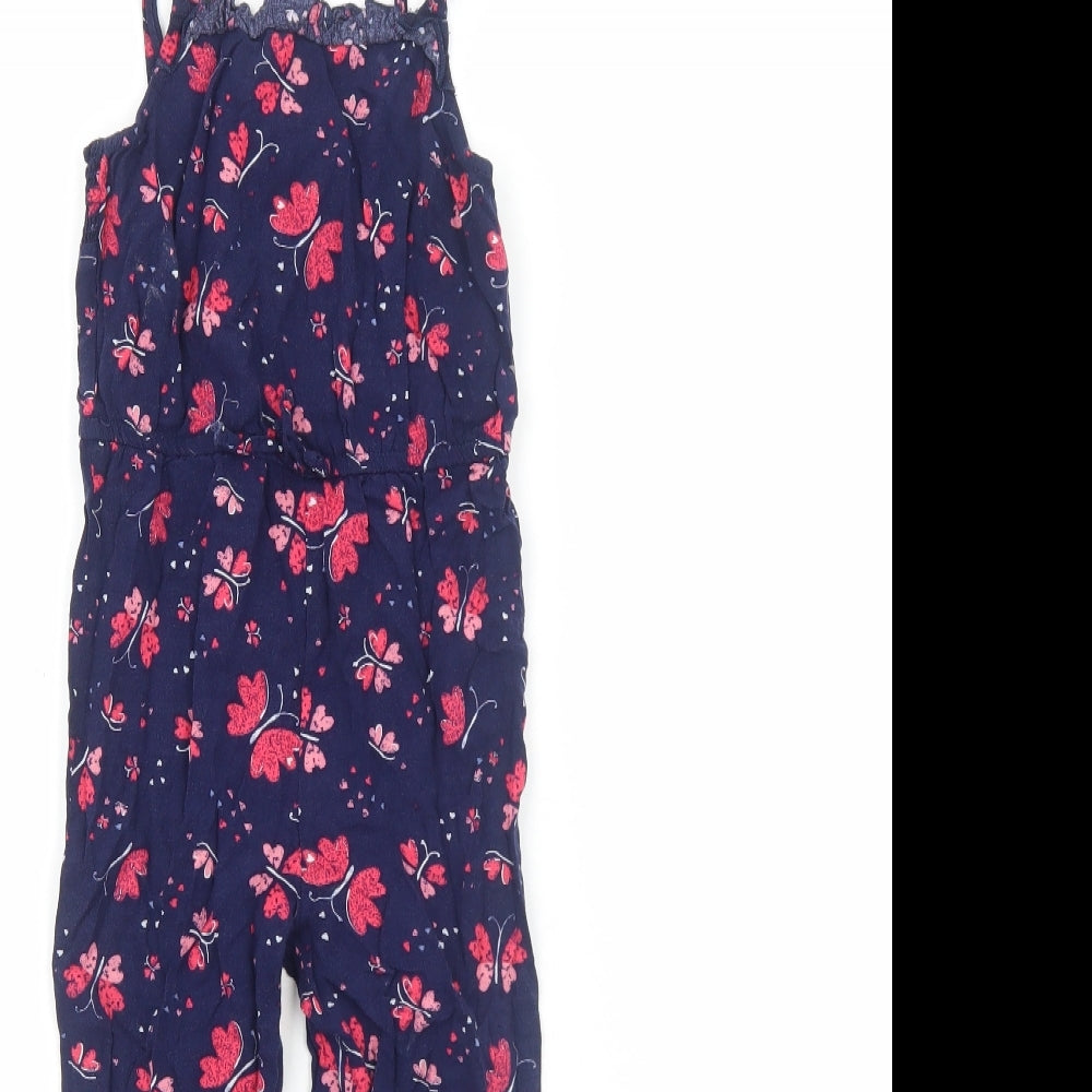 Primark Girls Blue Fair Isle Viscose Jumpsuit One-Piece Size 5-6 Years Pullover