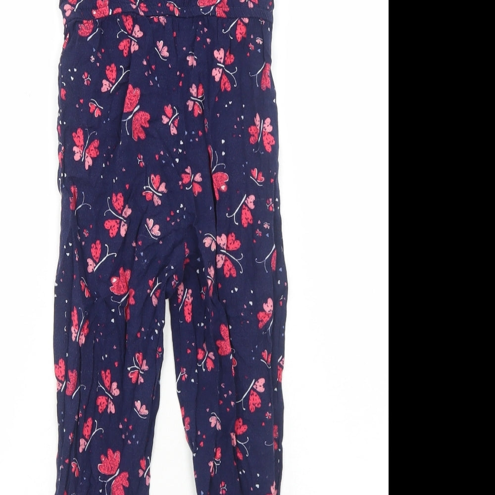 Primark Girls Blue Fair Isle Viscose Jumpsuit One-Piece Size 5-6 Years Pullover