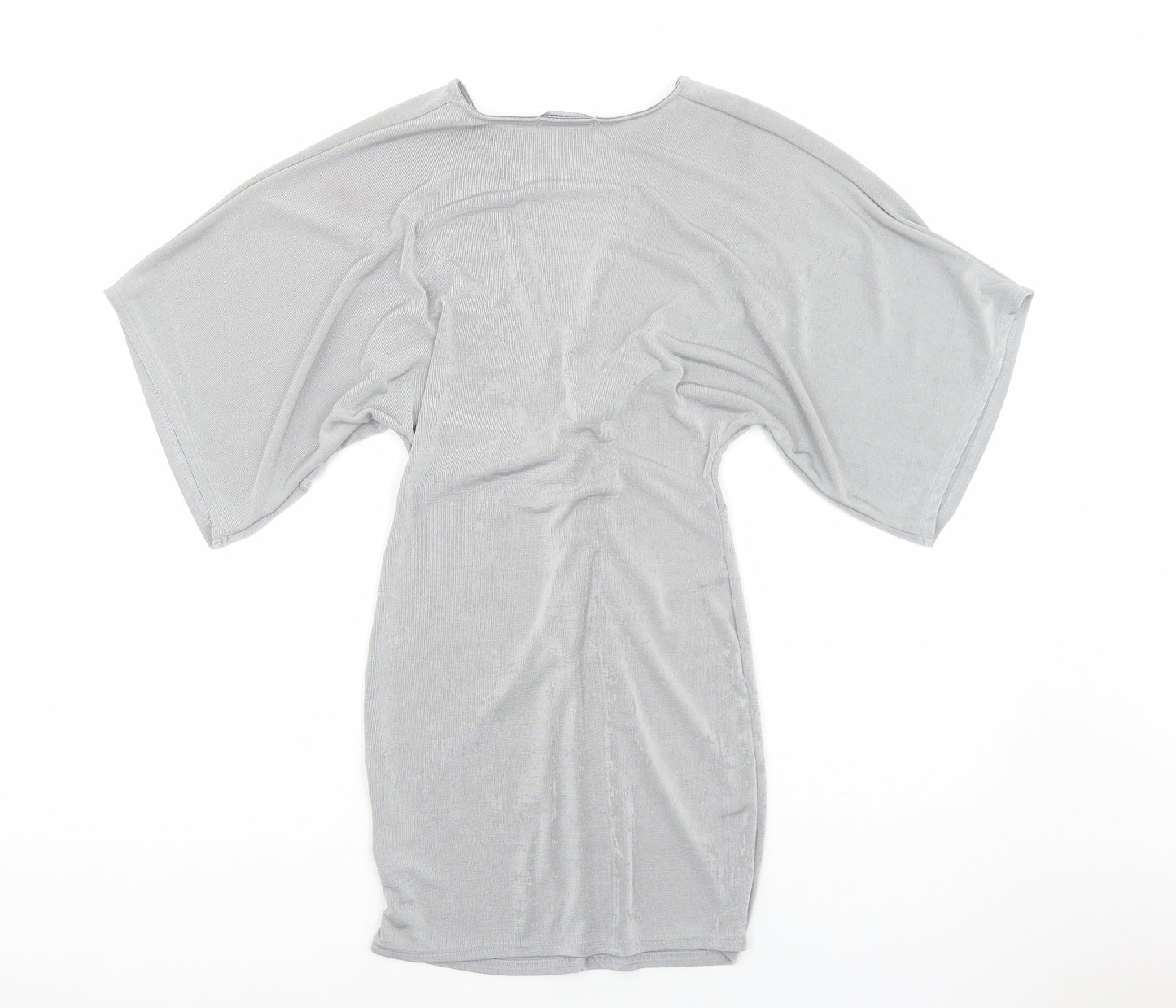 Missguided Womens Silver Polyester Bodycon Size 4 V-Neck Pullover