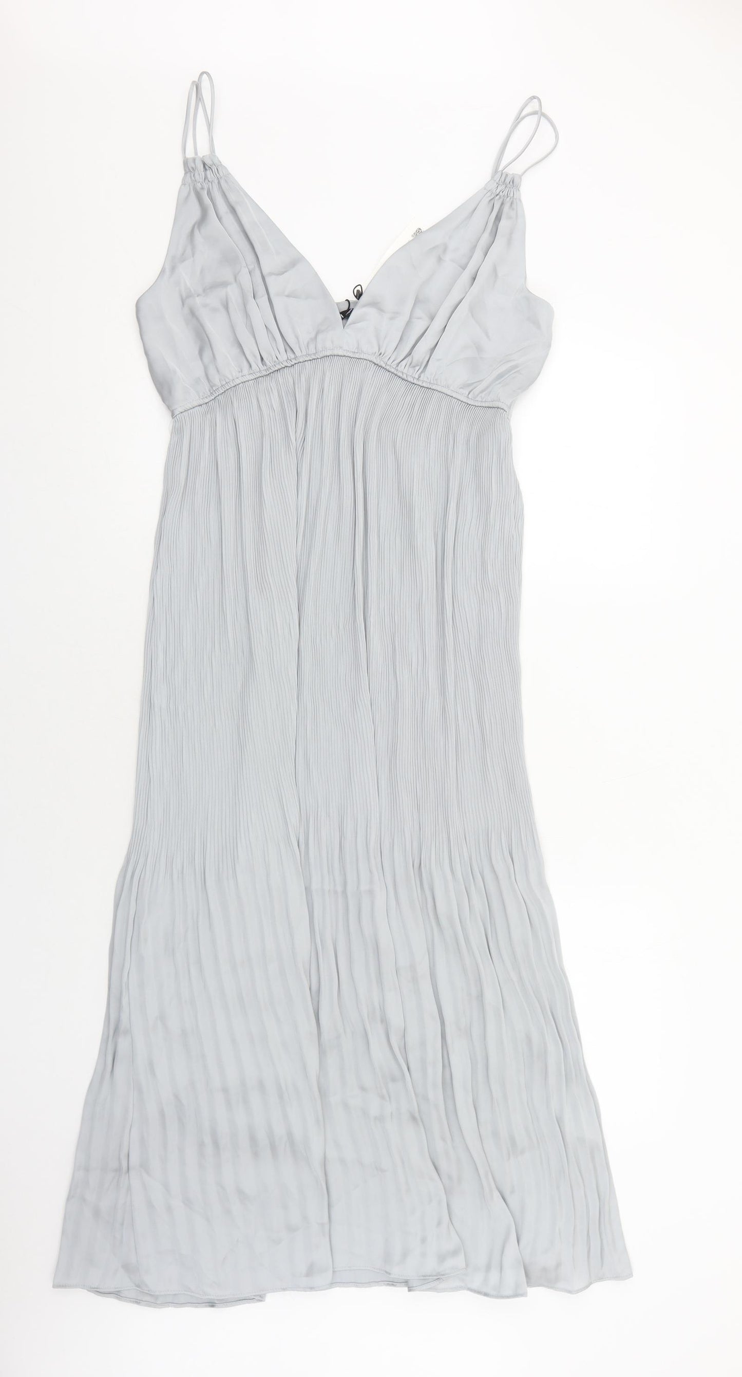 Zara Womens Grey Polyester Fit & Flare Size L V-Neck Pullover