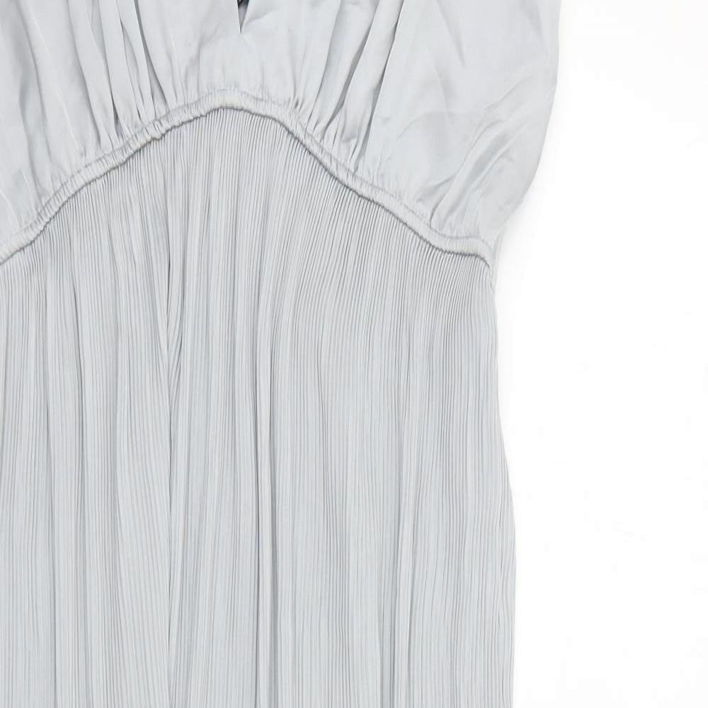 Zara Womens Grey Polyester Fit & Flare Size L V-Neck Pullover