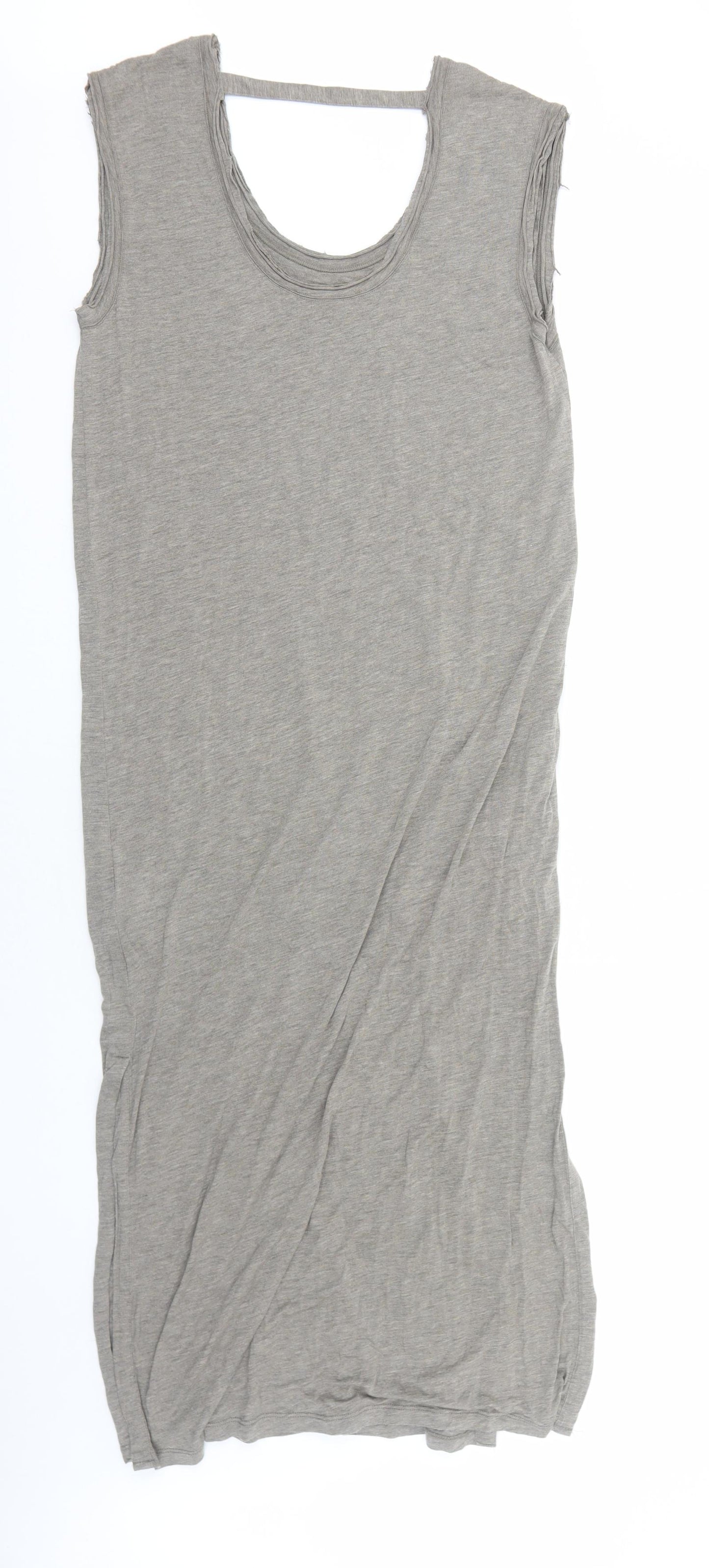 YAYA Womens Brown Viscose Tank Dress Size L Scoop Neck Pullover