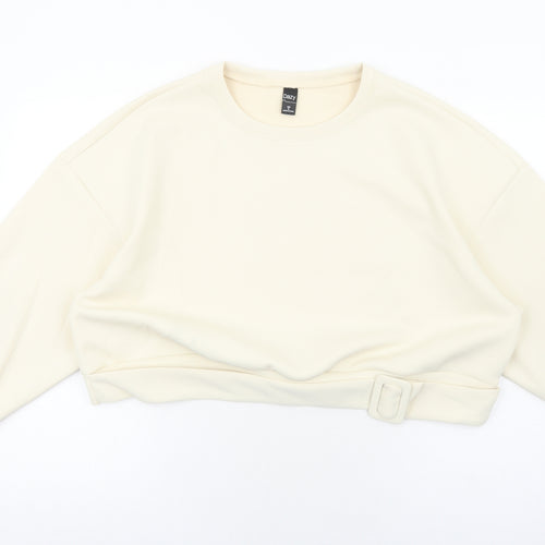 SheIn Womens Ivory Polyester Pullover Sweatshirt Size XL Pullover - Cropped
