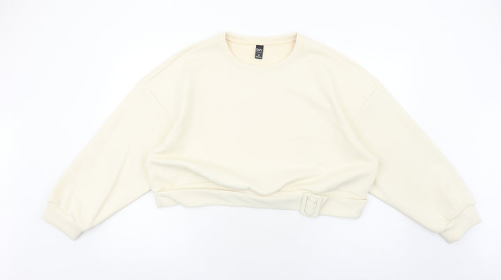 SheIn Womens Ivory Polyester Pullover Sweatshirt Size XL Pullover - Cropped