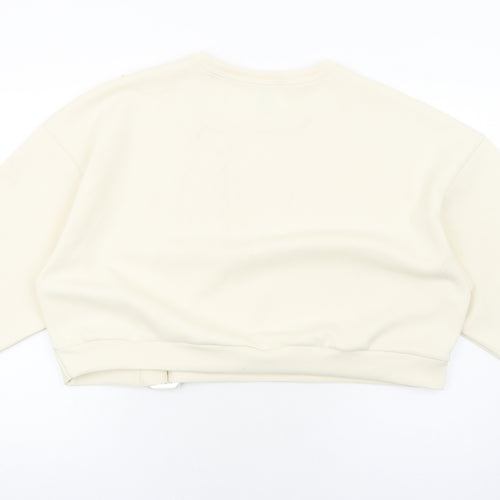 SheIn Womens Ivory Polyester Pullover Sweatshirt Size XL Pullover - Cropped
