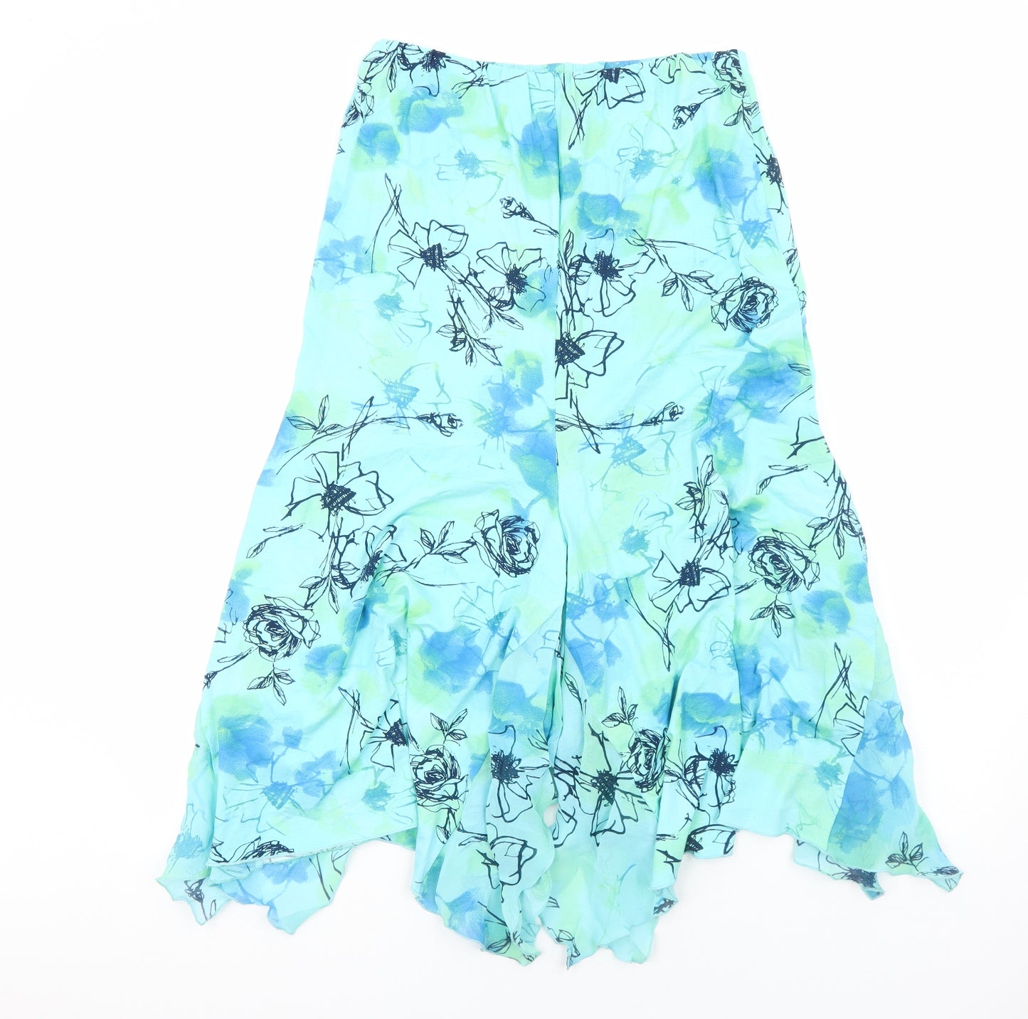 Mandy Marsh Womens Blue Floral Polyester A-Line Skirt Size 14