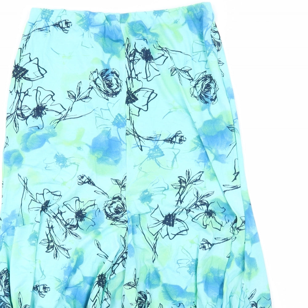 Mandy Marsh Womens Blue Floral Polyester A-Line Skirt Size 14