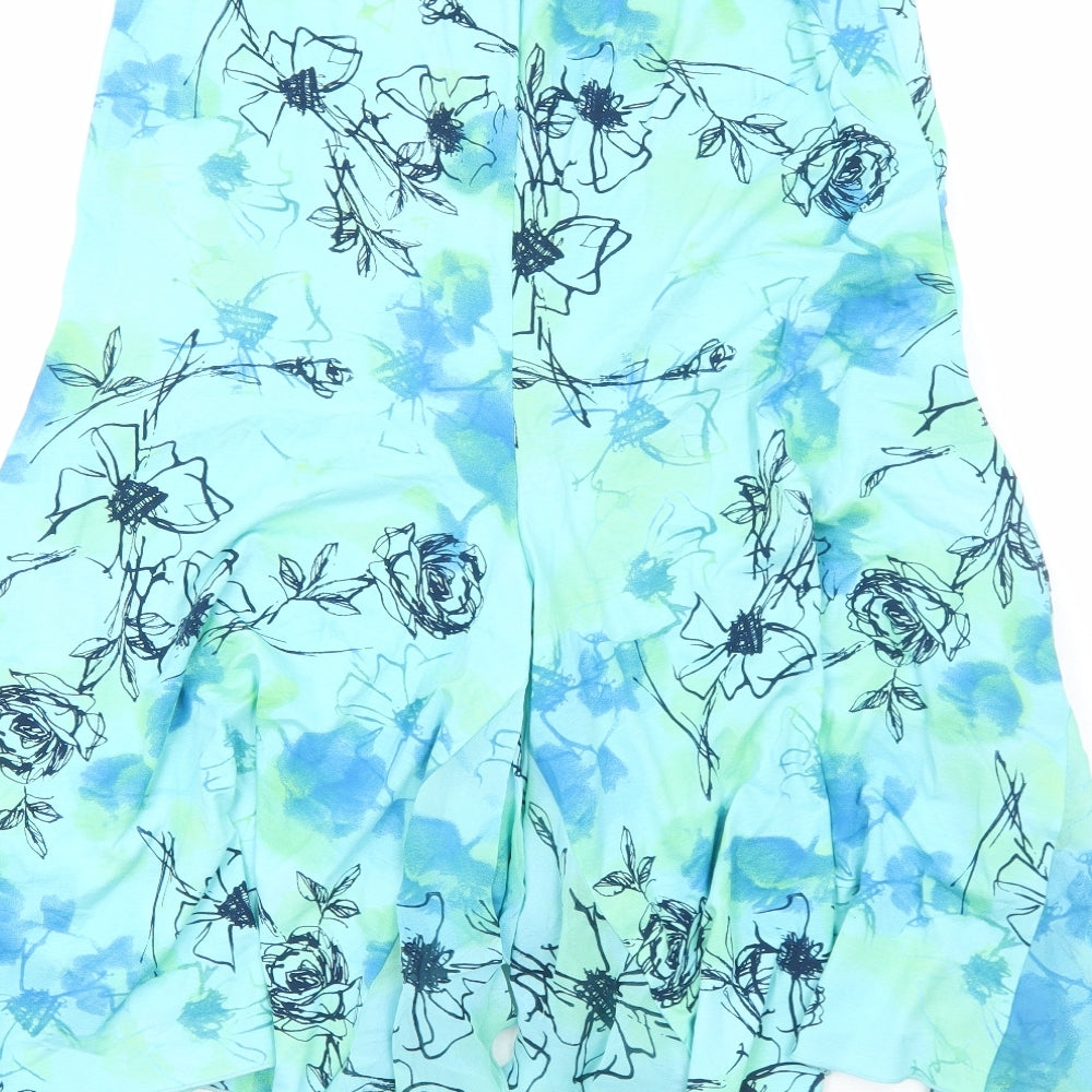 Mandy Marsh Womens Blue Floral Polyester A-Line Skirt Size 14