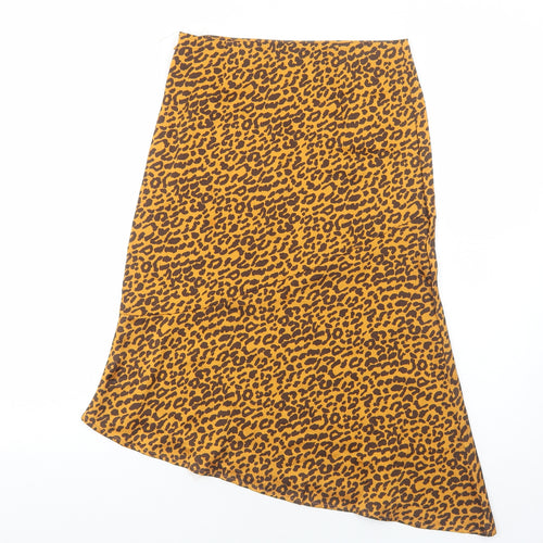 Boohoo Womens Brown Animal Print Polyester Peasant Skirt Size 8 Zip - Leopard Pattern
