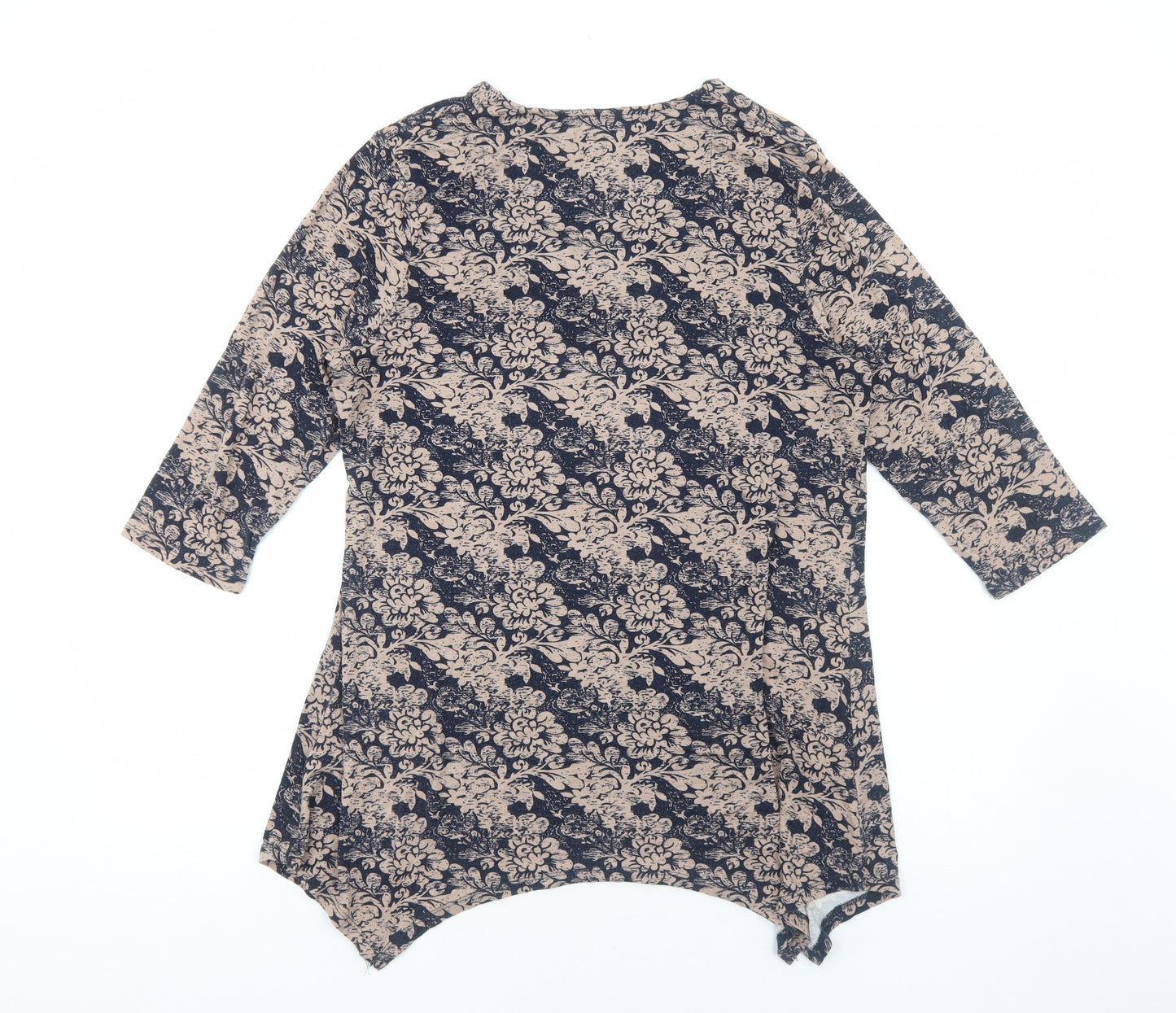 TIGI Womens Blue Floral Viscose Basic T-Shirt Size 10 Square Neck