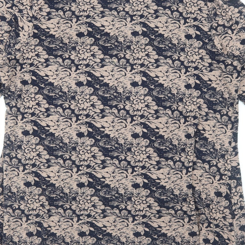 TIGI Womens Blue Floral Viscose Basic T-Shirt Size 10 Square Neck