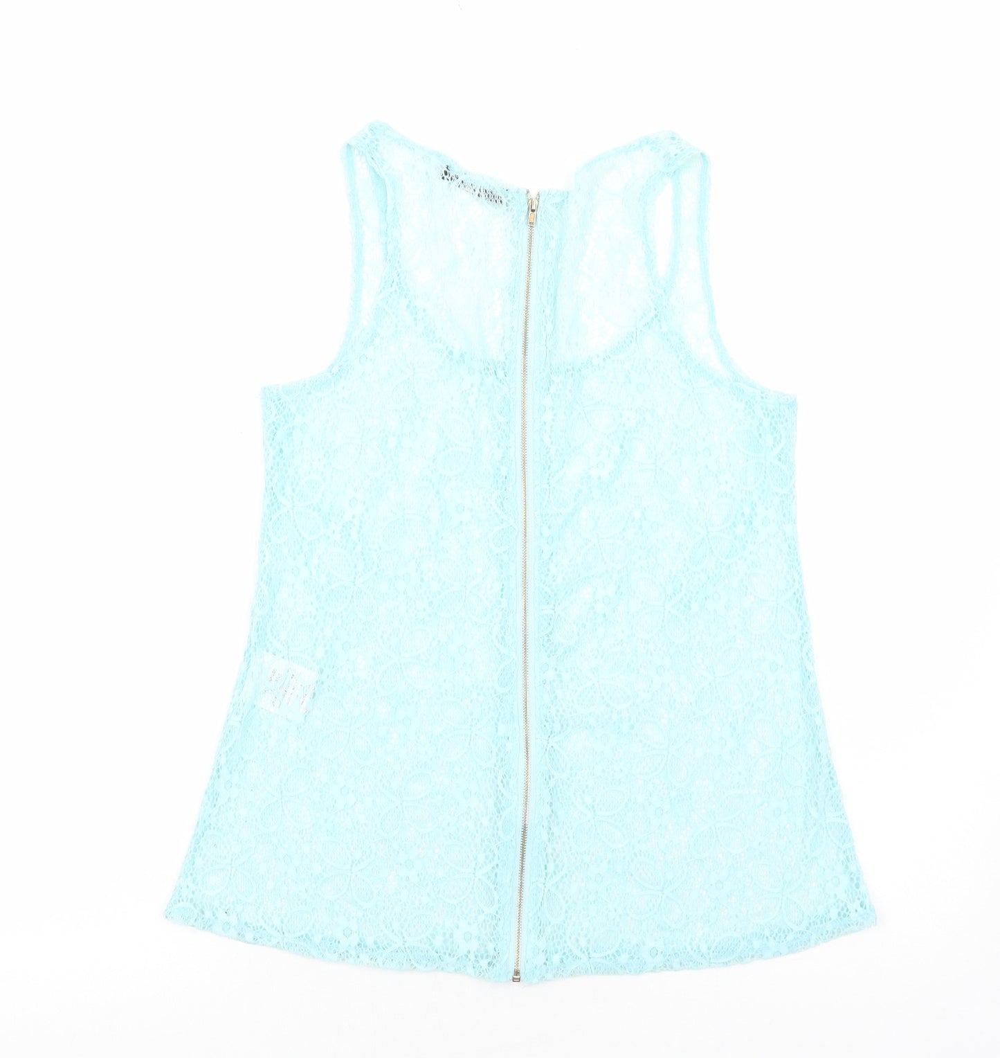 Quiz Womens Blue Floral Polyester Basic Tank Size 8 Scoop Neck
