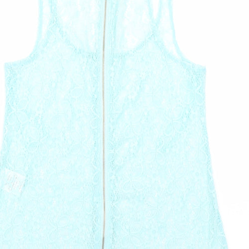 Quiz Womens Blue Floral Polyester Basic Tank Size 8 Scoop Neck