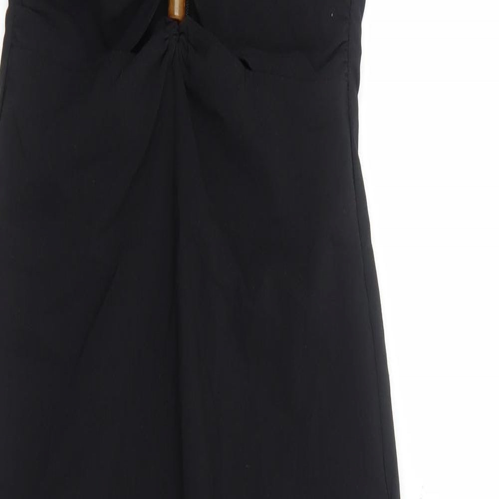 Zara Womens Black Cotton A-Line Size XS Halter Zip