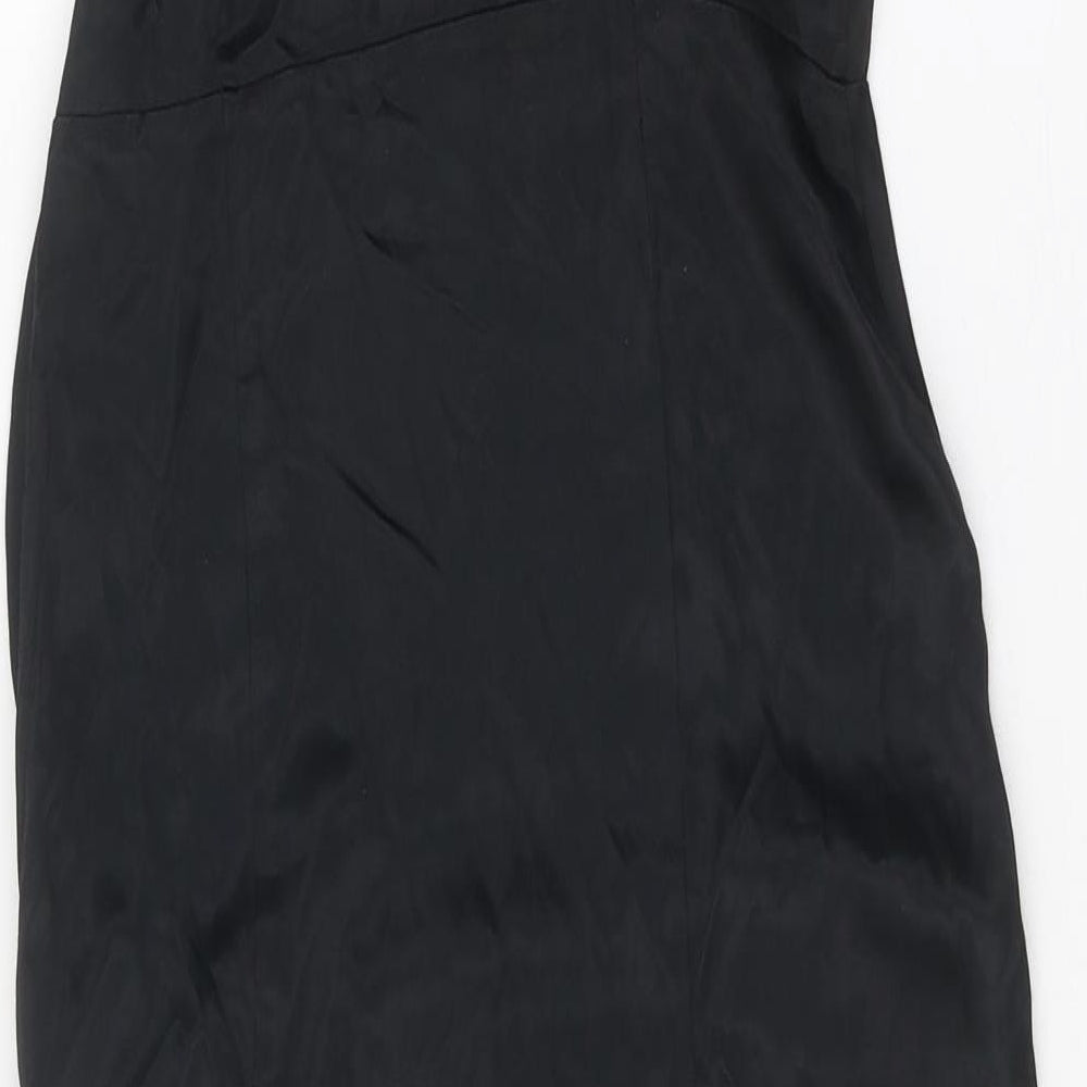 Zara Womens Black Viscose Bodycon Size S Sweetheart Zip
