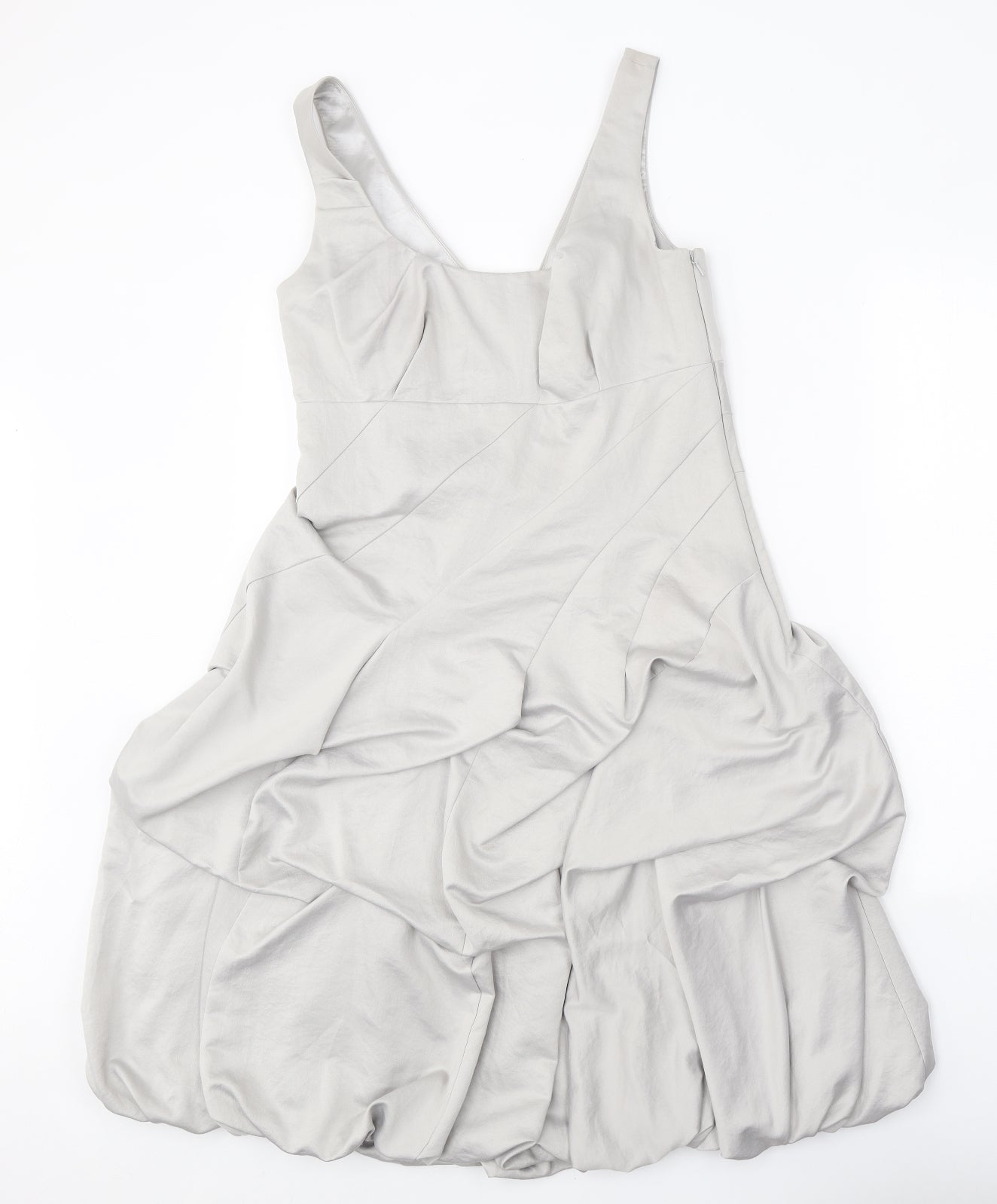 Monsoon Womens Silver Polyester A-Line Size 10 Scoop Neck Zip - Tulip Style Bottom