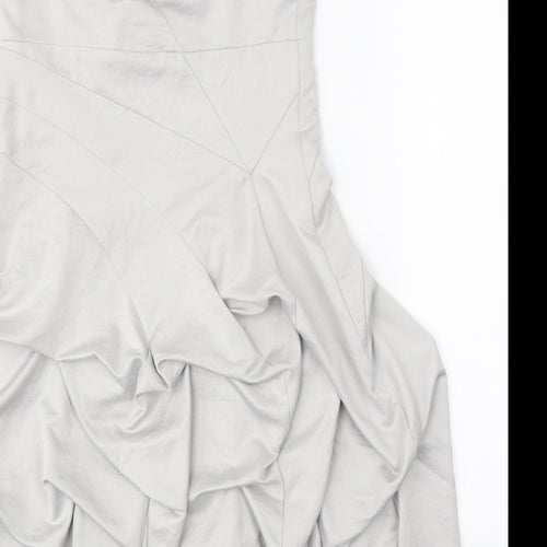 Monsoon Womens Silver Polyester A-Line Size 10 Scoop Neck Zip - Tulip Style Bottom