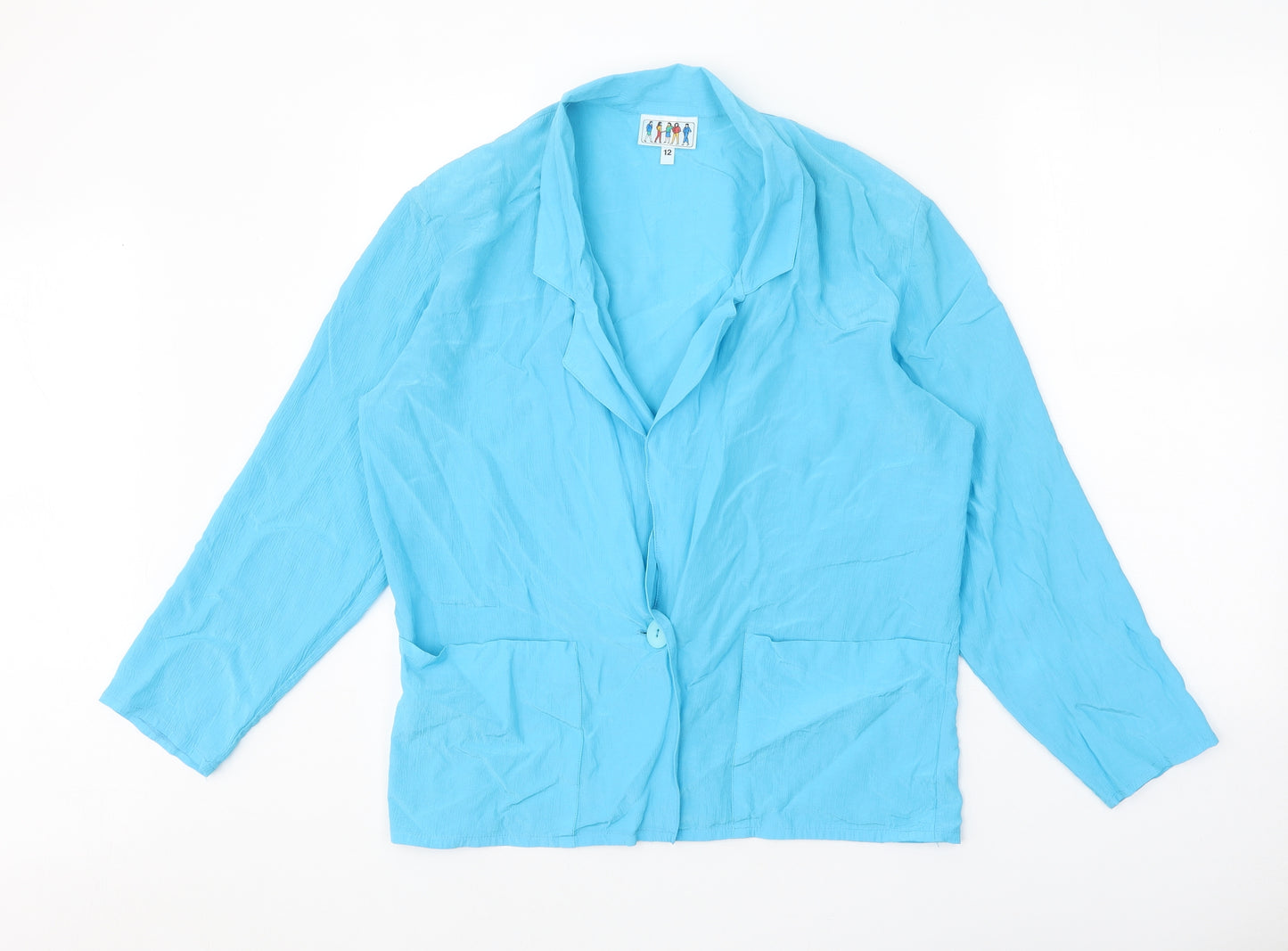 Preworn Womens Blue Viscose Basic Blouse Size 12 V-Neck