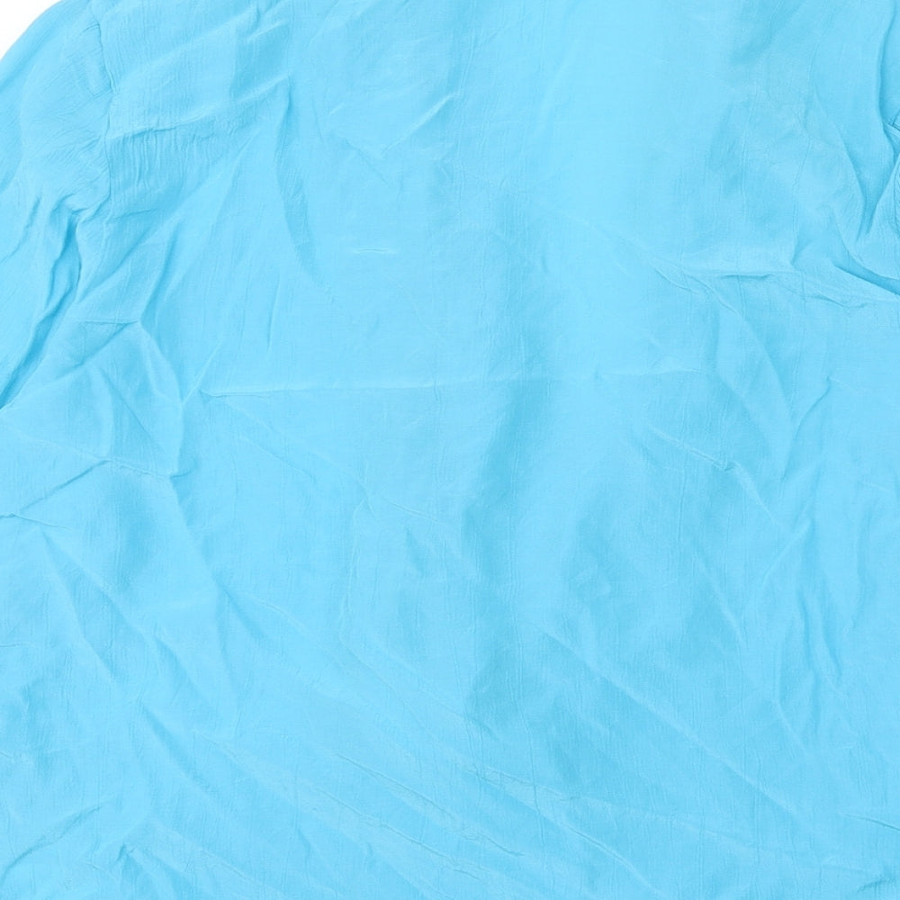 Preworn Womens Blue Viscose Basic Blouse Size 12 V-Neck