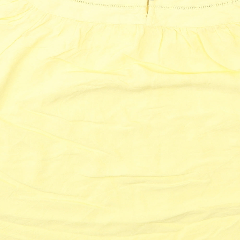 Marks and Spencer Womens Yellow Viscose Basic T-Shirt Size 12 Round Neck