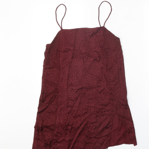 Motel Womens Red Animal Print Viscose Slip Dress Size XS Square Neck Pullover - Leopard Print