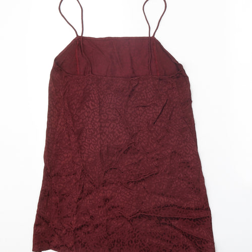Motel Womens Red Animal Print Viscose Slip Dress Size XS Square Neck Pullover - Leopard Print