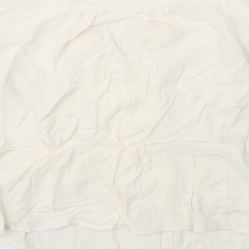 Marks and Spencer Womens White Viscose Basic Blouse Size 10 V-Neck