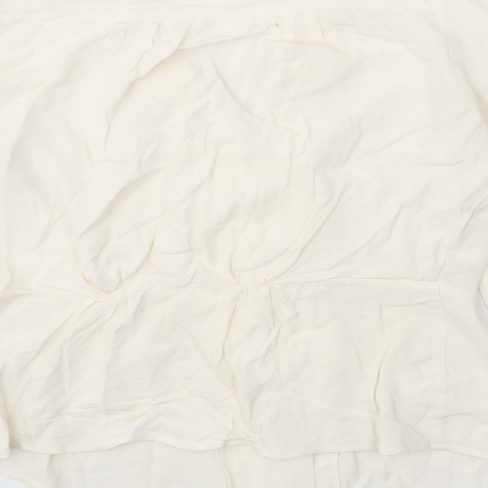 Marks and Spencer Womens White Viscose Basic Blouse Size 10 V-Neck