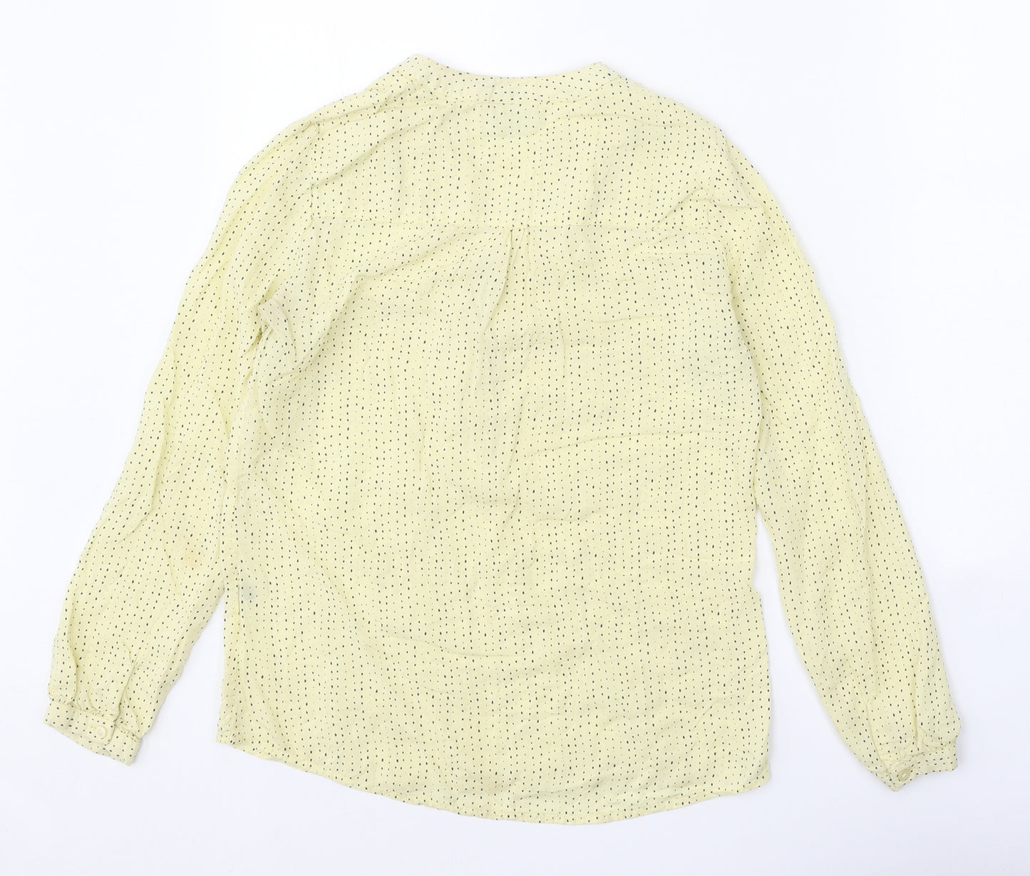 Woods Womens Yellow Geometric Polyester Basic Blouse Size S V-Neck