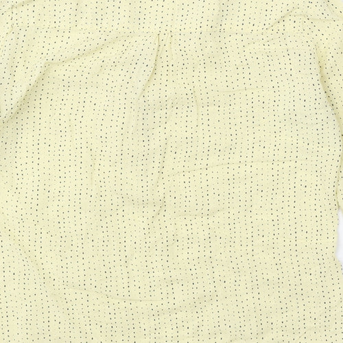 Woods Womens Yellow Geometric Polyester Basic Blouse Size S V-Neck