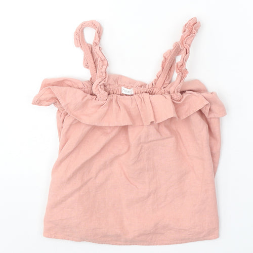 NEXT Girls Pink Linen Basic Tank Size 11 Years Square Neck Pullover