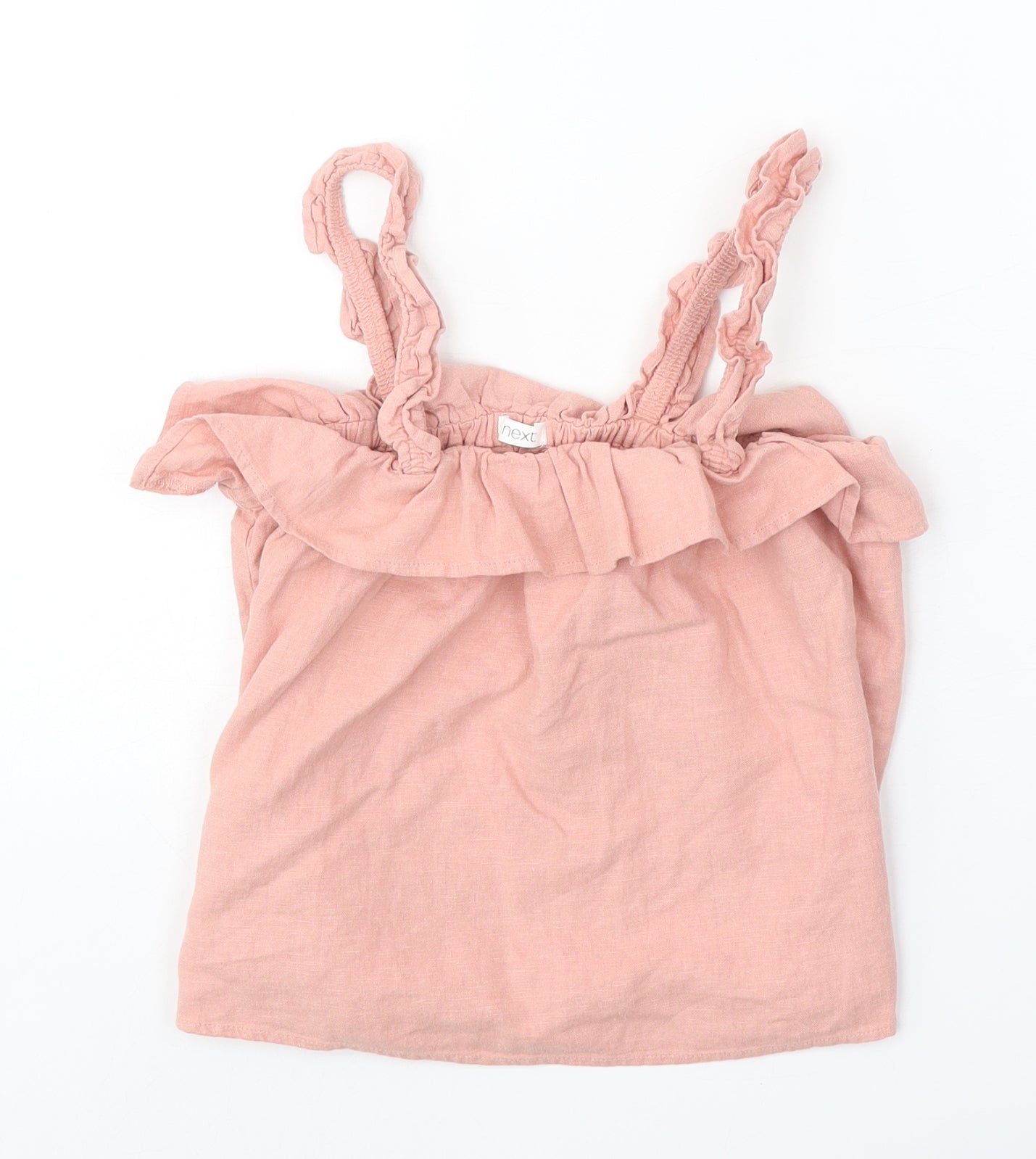 NEXT Girls Pink Linen Basic Tank Size 11 Years Square Neck Pullover