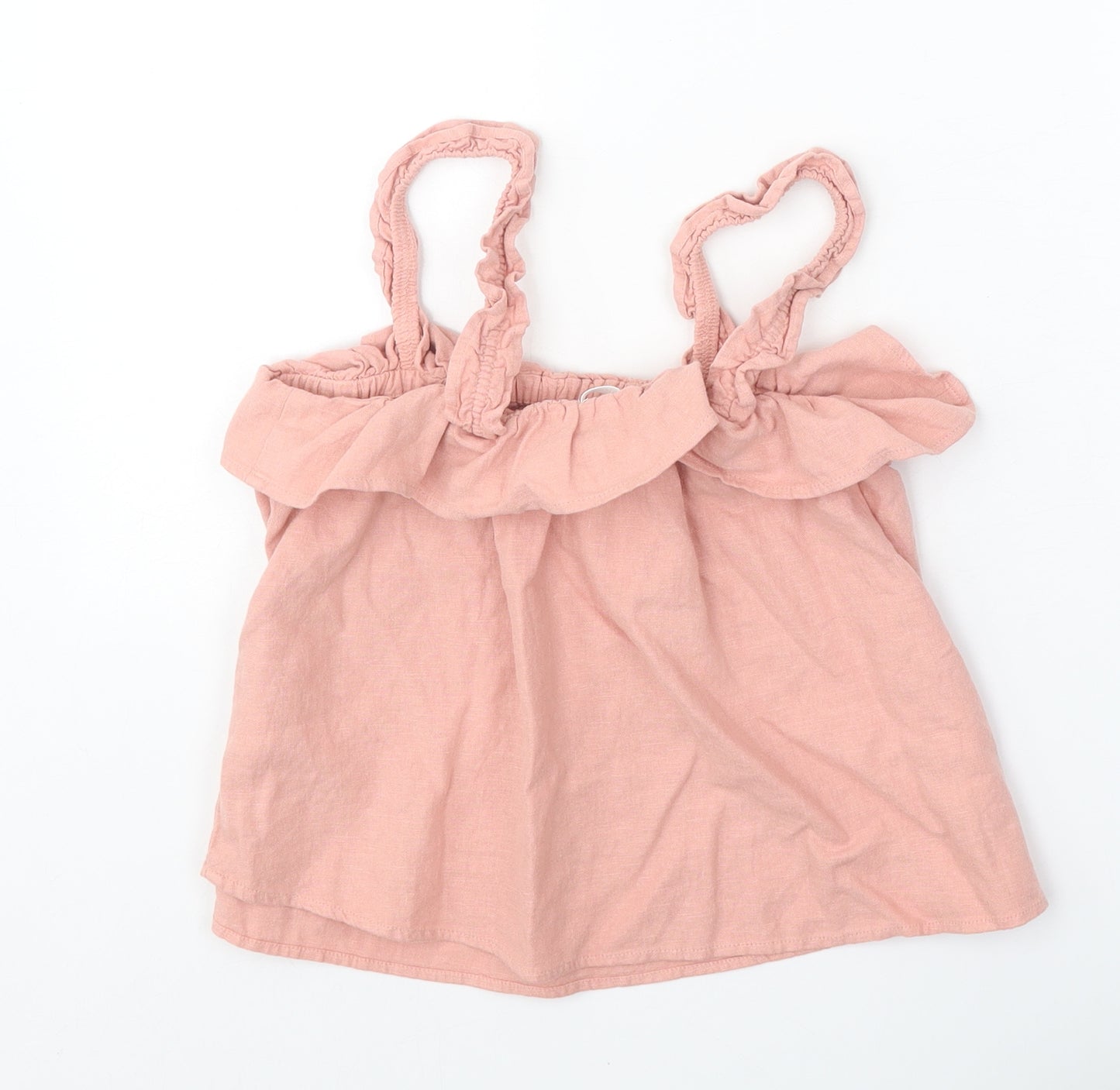 NEXT Girls Pink Linen Basic Tank Size 11 Years Square Neck Pullover