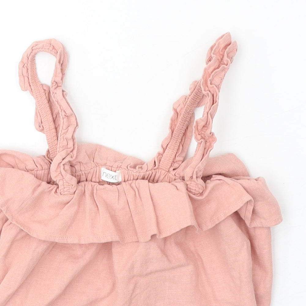NEXT Girls Pink Linen Basic Tank Size 11 Years Square Neck Pullover