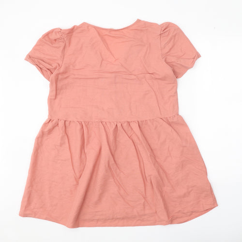 Mango Womens Pink Viscose A-Line Size L V-Neck Button