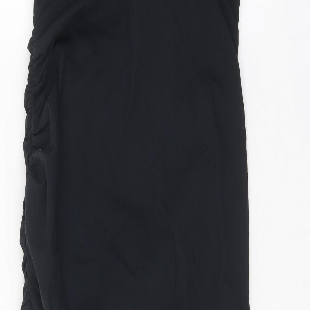 Zara Womens Black Cotton Bodycon Size L Square Neck Zip