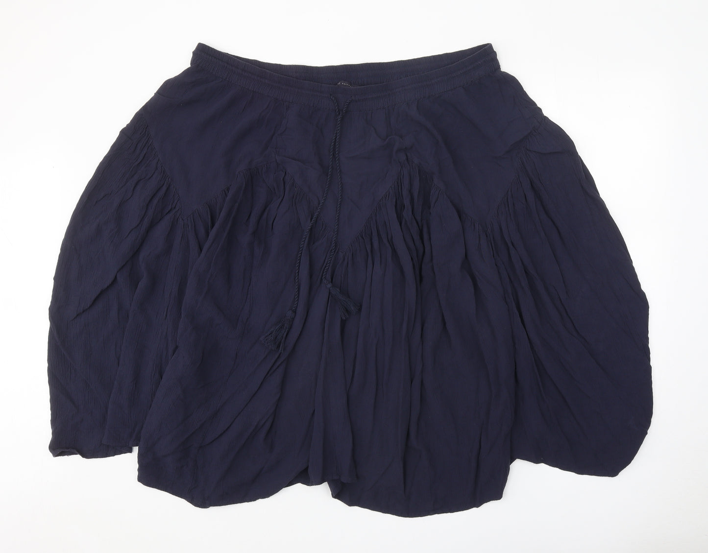 Marks and Spencer Womens Blue Viscose A-Line Skirt Size 20 Drawstring